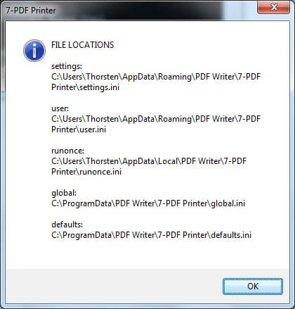 gui.exe Kommandline Befehl zur Ermittlung der PDF Drucker Pfade WIN7