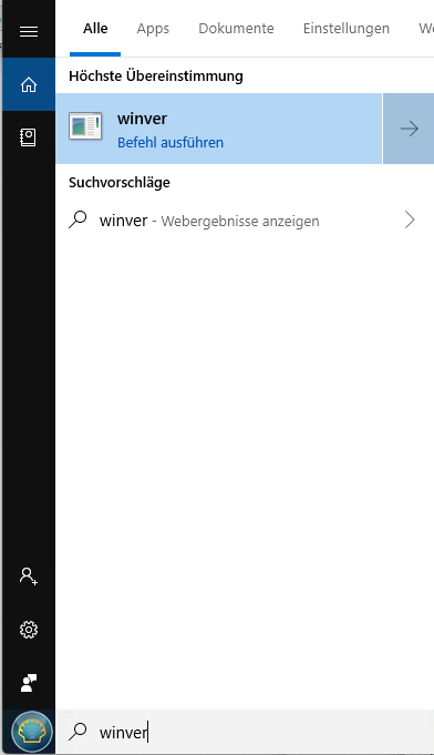 winver.exe unter Windows 10