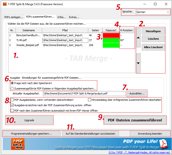 PDFs zusammenführen unter dem 2. Basisreiter