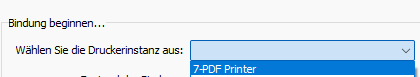 GUI Tab PlugIn Binding, select a printer