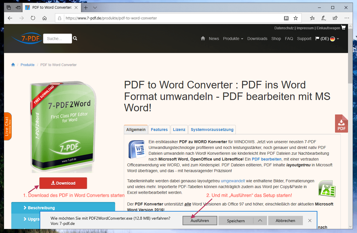 Download PDF in Word Konverter