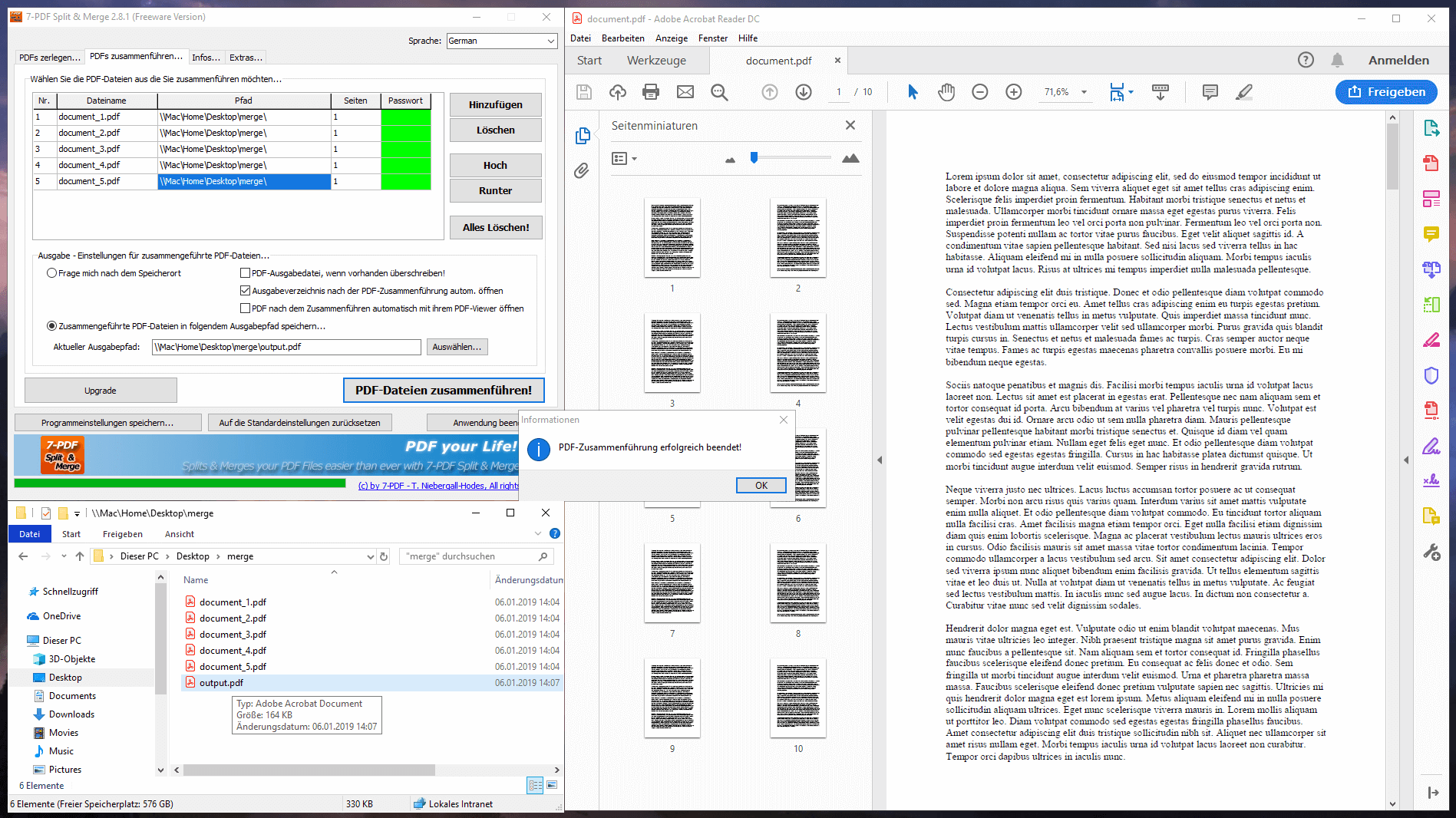 PDF Dateien kostenlos zusammenfügen unter Windows 10