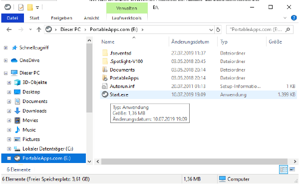 PortableApps Launcher starten PortableApps Launcher starten