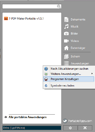 Dem PortableApps Launcher ein Programm hinzufügen bzw. installieren Dem PortableApps Launcher ein Programm hinzufügen bzw. installieren